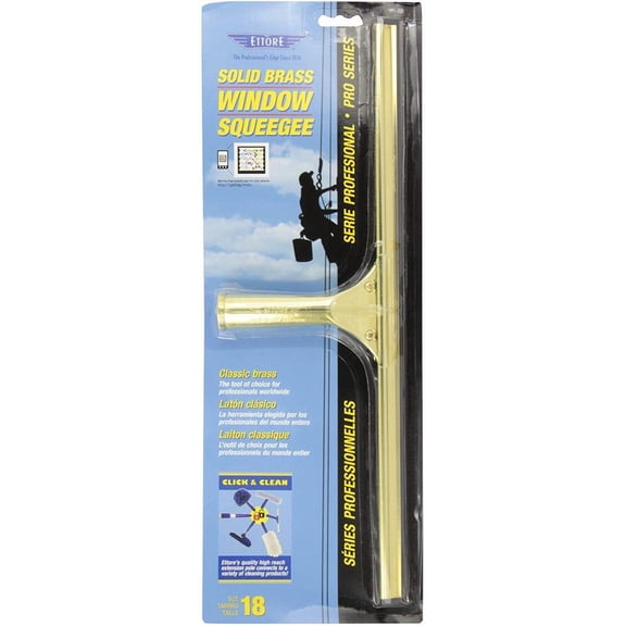 Ettore 10018 Solid Brass Window Squeegee, 18-Inch