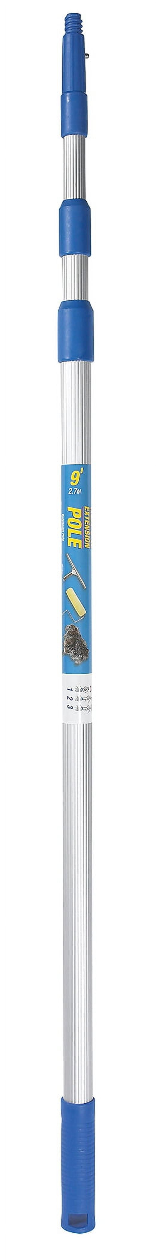 Adjustable 8 ft Silver and Blue Aluminum Extension Pole