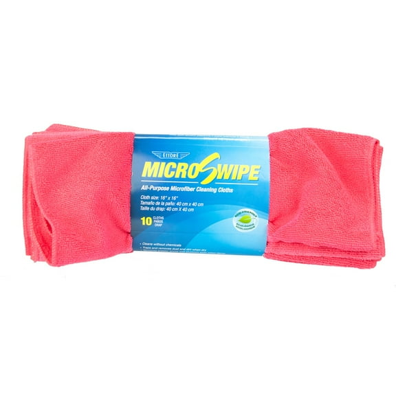 Ettore MicroSwipe Microfiber Cleaning Towel 10 Pack - Red