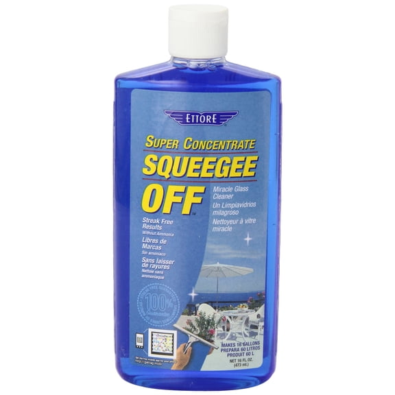 Ettore Squeegee Off Glass Cleaner Concentrate - Ammonia-Free, Biodegradable - 16 Oz