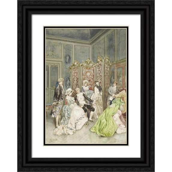 Ettore Simonetti 14x18 Black Ornate Wood Framed Double Matted Museum Art Print Titled - Appointment with the Dressmaker
