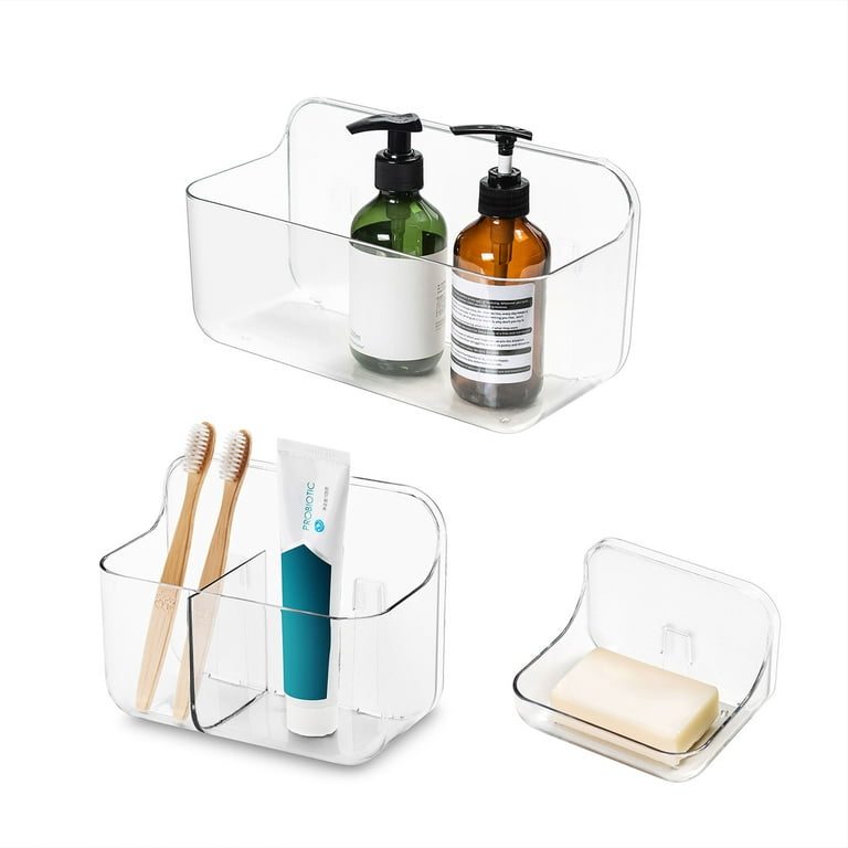 3-Pack Shower Caddy Set Bathroom Shower Organizer with Toothbrush