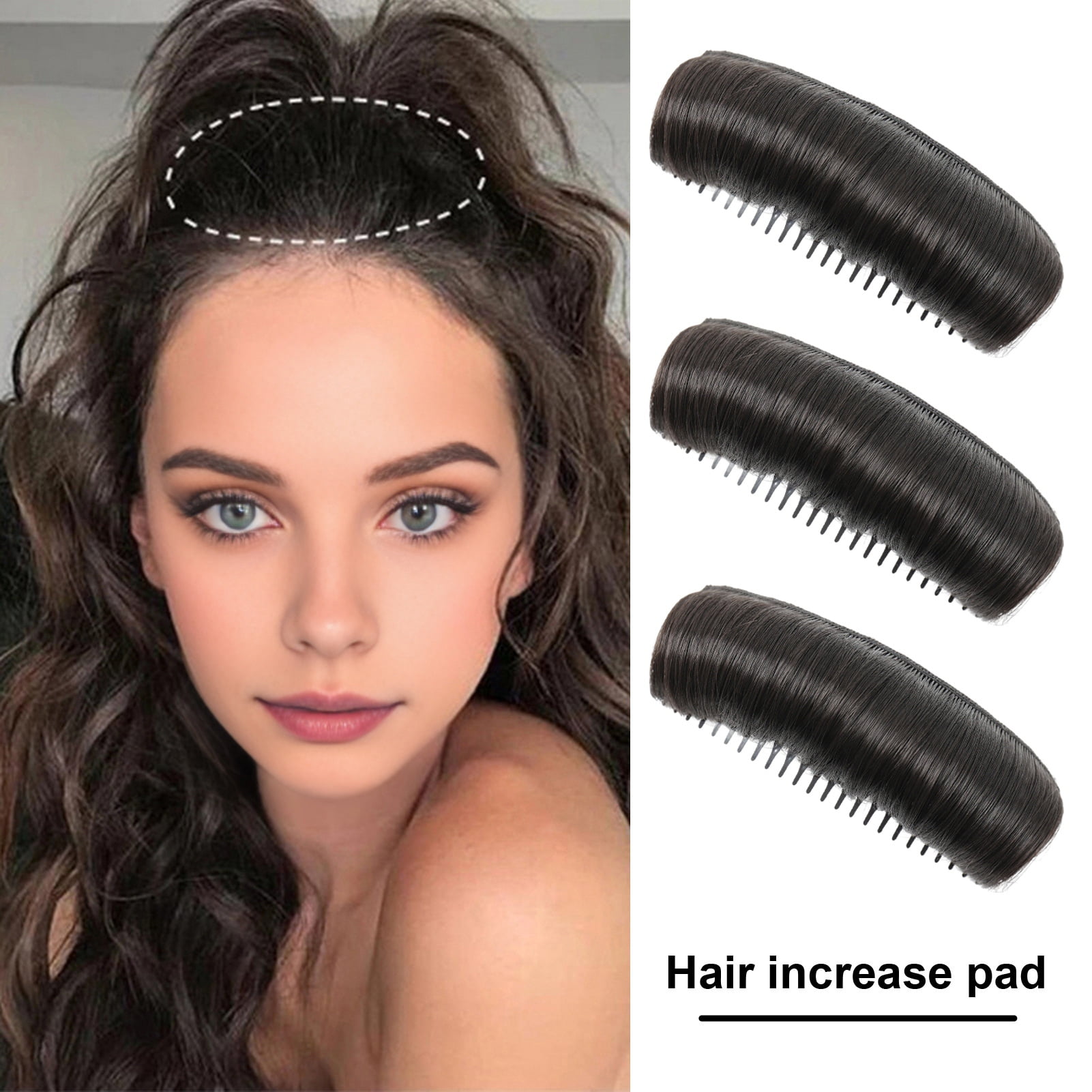 Ettsollp 1/3Pcs Hair Bun Invisible Fluffy Hair Pad Black Brown