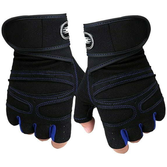Ettsollp 1 Pair Fitness Training Weightlifting Anti-slip Half Finger Protection Gloves-M,Dark Blue