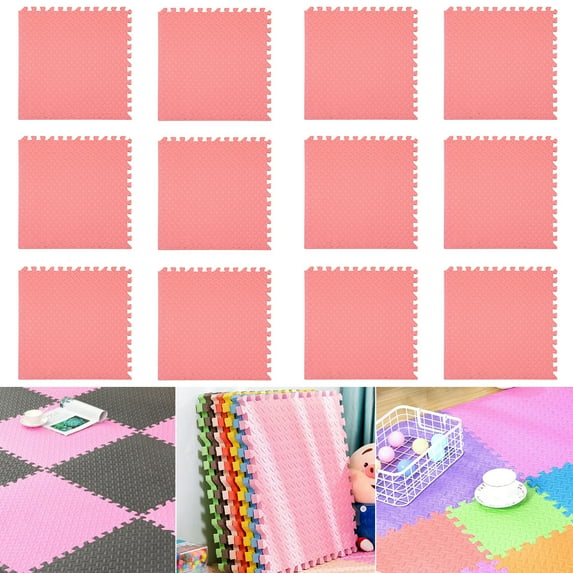 Ettsollp 12Pcs Extra Thick Yoga Mat High Density EVA Foam Interlocking Floor Tile Home Gym Fitness Exercise Pad Cushion Workout Equipment