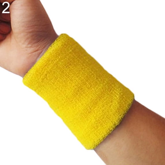 Ettsollp 1x Sports Wrist Sweatband Tennis Squash Badminton GYM Basketball Wristband Gift-Yellow