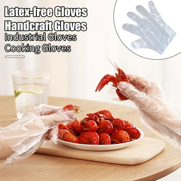 Ettsollp 200Pcs Disposable Clear Plastic Gloves Latex Powder Free Home Work Use Safe Gloves for Cooking Cleaning Painting