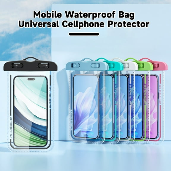 Ettsollp 2Pcs Waterproof Phone Bags Design Large Capacity Transparent Universal Underwater Clear Cellphone Protector Dry Bags