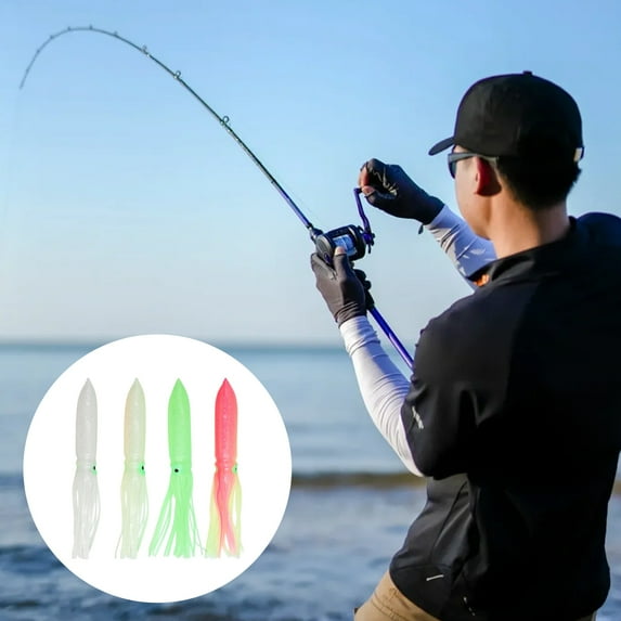 Ettsollp 30CM/55G Soft Squid Skirt Bait Glow in The Dark Realistic Stretch Freshwater Seawater Universal Artificial Colorful Octopus Lure Fishing Supplies