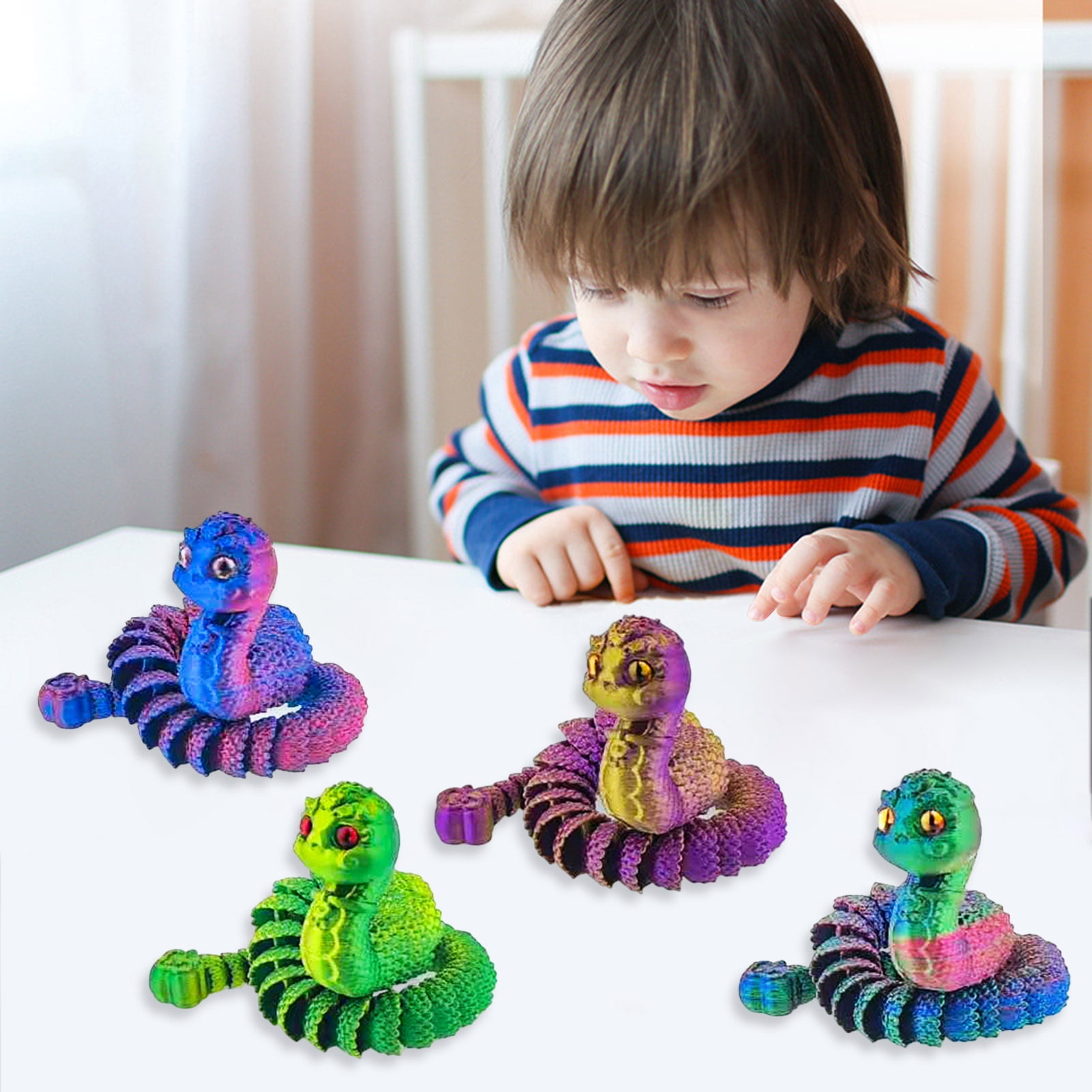 Ettsollp 3D Printed Articulated Snake Tabletop Baby Snake Ornament with ...