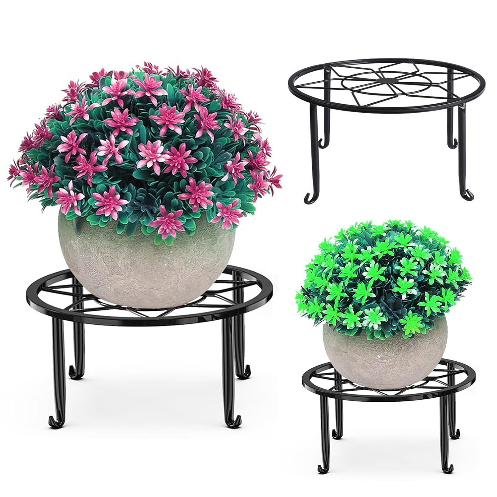 Ettsollp 4 Pcs Metal Plant Stand Round Heavy Duty Flooring Type Flower ...