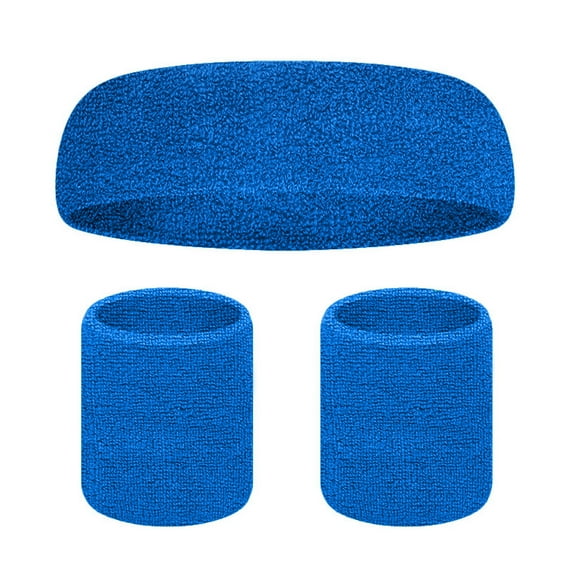 Ettsollp Cotton Sweat Bands 1 Set Sports Sweat Bands Sweat-absorbing Breathable Head Wrist Protection Soft Elastic Colorful Fitness Headband for Running