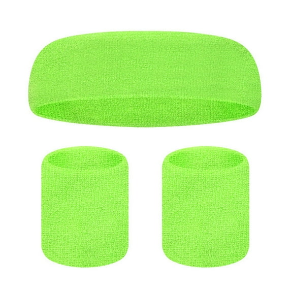 Ettsollp Cotton Sweat Bands 1 Set Sports Sweat Bands Sweat absorbing Breathable Head Wrist Soft Elastic Colorful Fitness Headband for Running