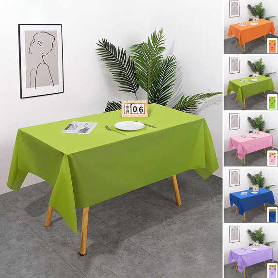 Ettsollp Disposable Tablecloth PE Material Thick Rectangular Table Cloth Easy to Use Solid Color Table Cover Birthday Party Decoration
