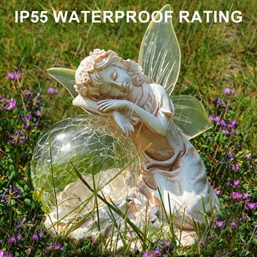 Ettsollp Fairy Statue Solar Light Garden Decorative Fairy Figurine with Clear Ball Waterproof Indoor Outdoor Decor Light for Housewarming Gifts
