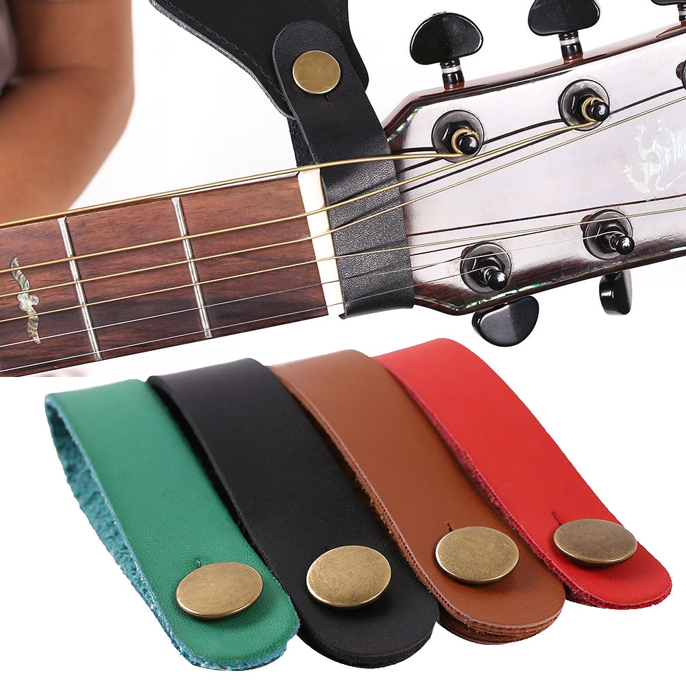 Ettsollp Faux Leather Guitar Neck Headstock Strap Holder Button Lock