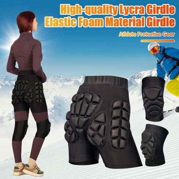 Ettsollp Football Protective Girdle Hip Thigh Butt Tailbone Protector 3D Padded Compression Shorts for Snowboard Skate Ski Basketball Cycling Rugby