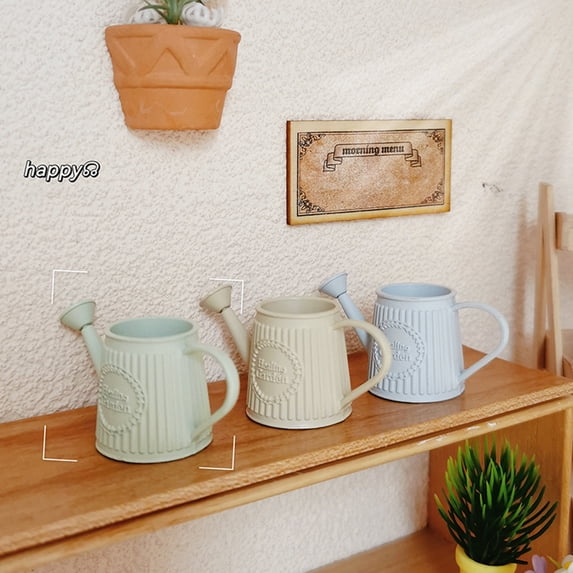 Ettsollp Mini Watering Bottle Metal Miniature Sprinkler Pot Dollhouse Gardening Tools Toy Simulated Watering Can for Mini Gardens Flower Rooms