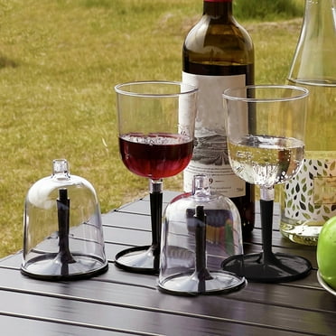 Ettsollp Outdoor Camping Collapsible Wine Glass with Detachable Stem Portable Unbreakable Clear Wine Goblet Travel Shatterproof Plastic Champagne Cup