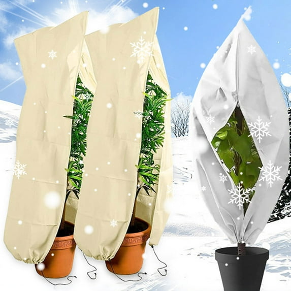 Ettsollp Plant Cold Proof Cover Winter Protection Frost Blanket with Adjustable Drawstring Zipper Freeze Protection Bag for Garden Shrubs Trees