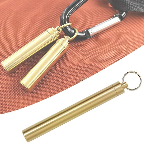 Ettsollp Portable Mini Brass Sealed Waterproof Toothpick Capsule Holder Container Box