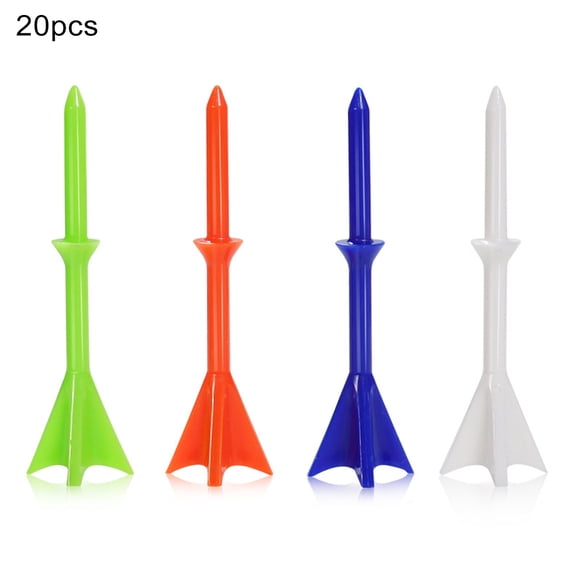 Ettsollp Short Golf Tees 20pcs Plastic Golf Tees Bright Color High Stability Low Friction Lightweight Portable Golf Practice Aid Accessories