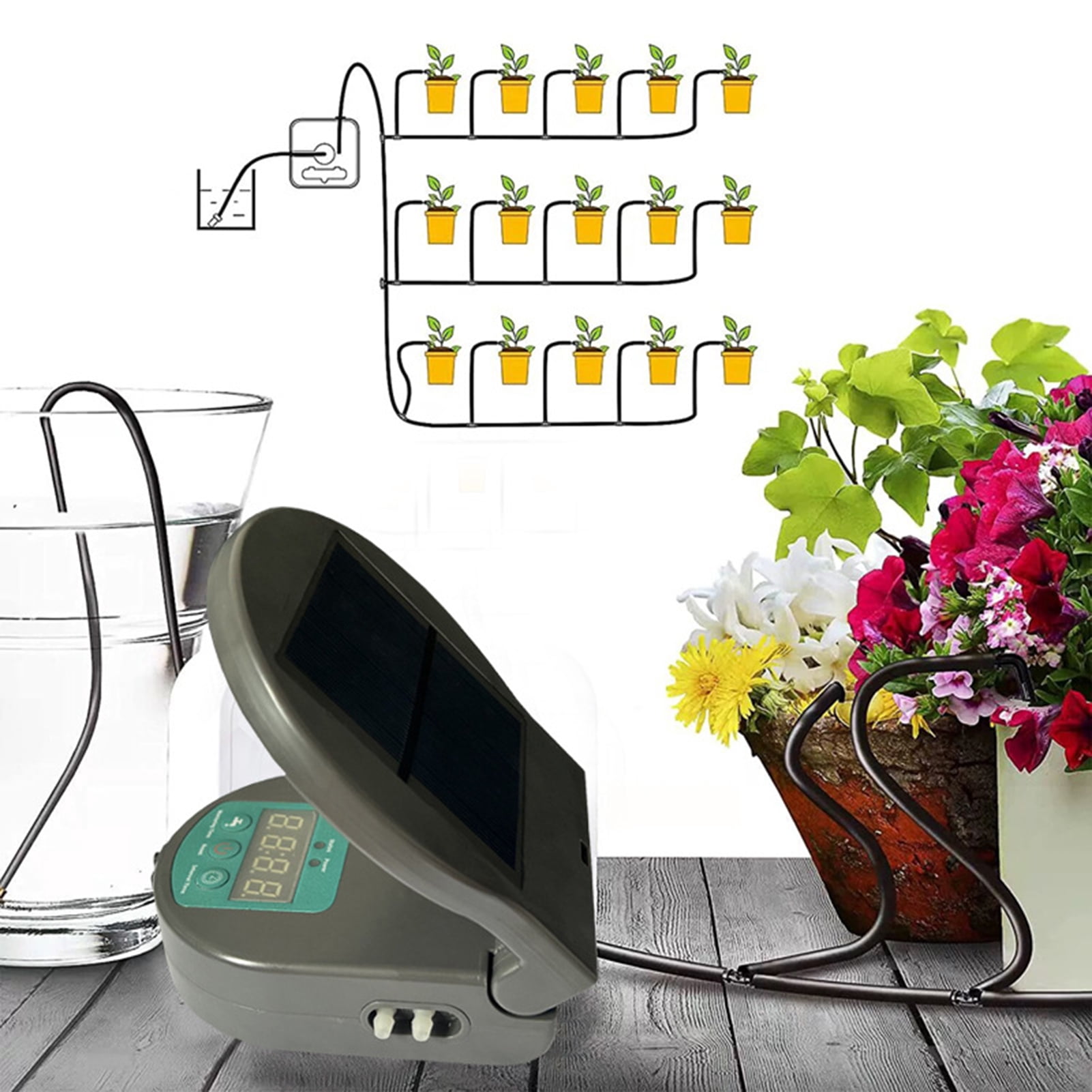 Ettsollp Solar Sprinkler Irrigation System Kit Automatic Solar Drip ...