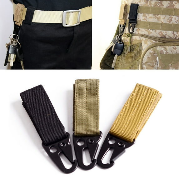 Ettsollp Tactical Webbing Molle Buckle Hanging Belt Snap Hook Outdoor Camping Tool-Black