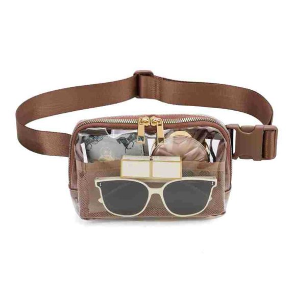 Ettsollp Transparent Fanny Pack Clear Fanny Pack Belt Bag Large Capacity Water-resistant Zipper Closure Stadium Approved Transparent Waist Bag