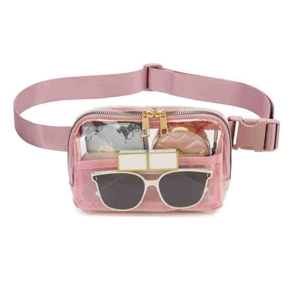 Ettsollp Transparent Fanny Pack Clear Fanny Pack Belt Bag Large Capacity Water-resistant Zipper Closure Stadium Approved Transparent Waist Bag