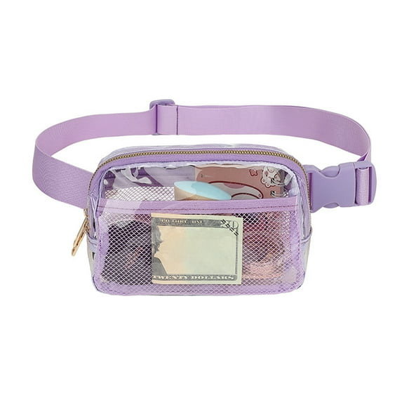Ettsollp Transparent Fanny Pack Clear Fanny Pack Belt Bag Large Capacity Water-resistant Zipper Closure Stadium Approved Transparent Waist Bag