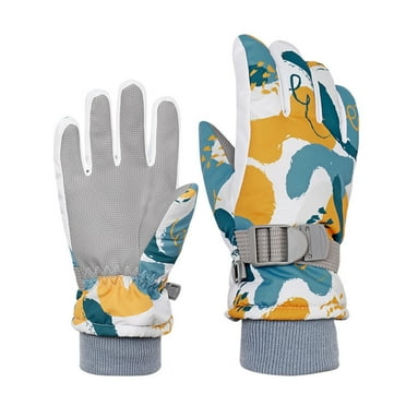 Ettsollp Winter Ski Gloves for Kids 1 Pair Children Winter Printed Gloves Weather Waterproof Windproof Thickened Warm Ski Gloves Outdoor for Kids for Children