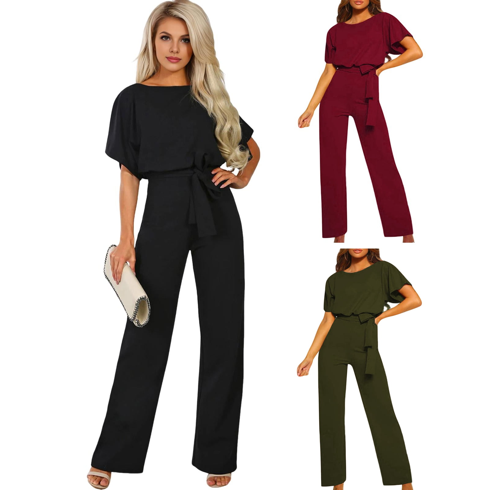 Fashion Lapel Zip Collar High Waist Casual Jumpsuit