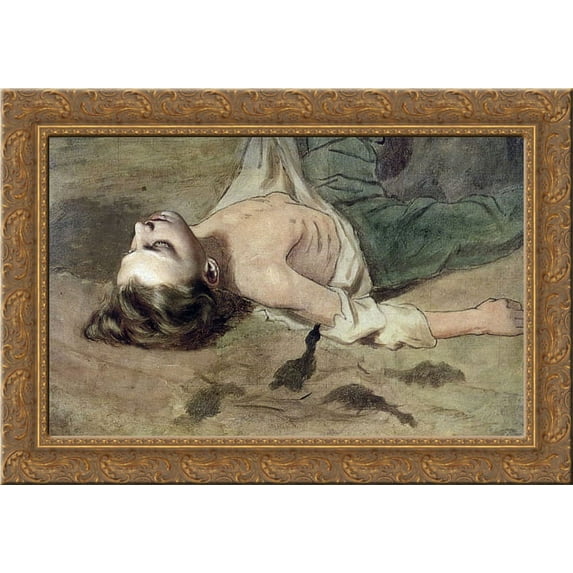 Etude lying to the boy's painting 'The Court Pugachev' 24x19 Gold Ornate Wood Framed Canvas Art by Perov, Vasily