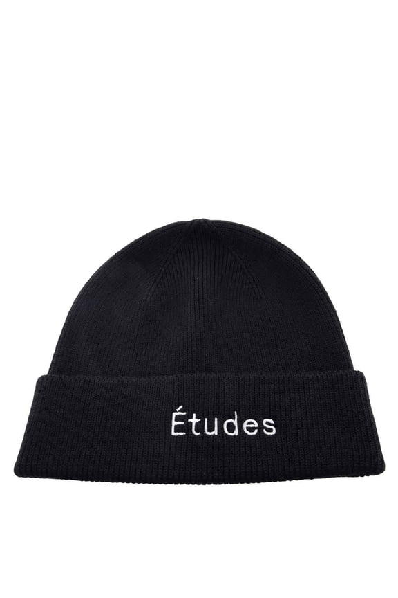 Black Wool-Blend Logo Beanie