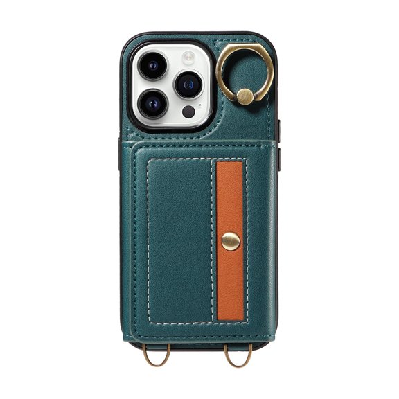 Etui Pour IPhone 16/16 Plus/16 Pro/16 Pro Max, Ajustable Courroie Coque Carte Fente Stand Housse