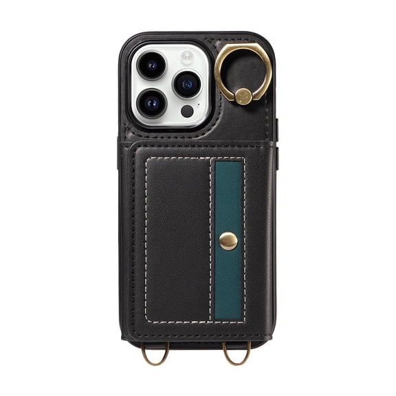 Etui Pour IPhone 16/16 Plus/16 Pro/16 Pro Max, Ajustable Courroie Coque Carte Fente Stand Housse