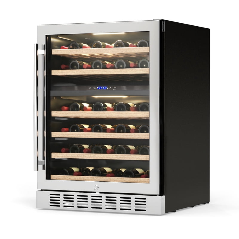 Etust 32" Dual Zone Wine Fridge, 46-Bottle Mini Fridge, 41-64℉, Small Beverage Refrigerator for Home Bar & Wine Storage