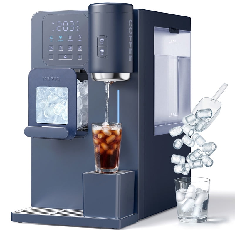 Etust 6-in-1 Water Dispenser with Ice Maker, K-Cup Compatible Coffee Brewer, Hot/Cold/Warm Water, Compact Countertop Appliance for Home & Office