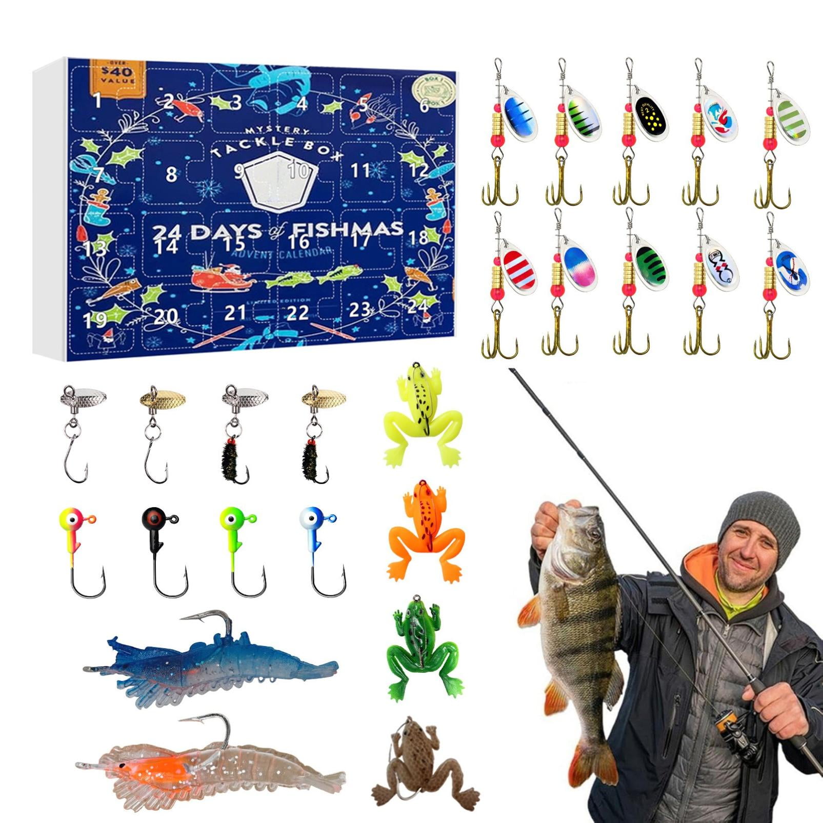 Etuzhy Fishing Advent Calendar for 2024 Christmas, Fish Lures Christmas