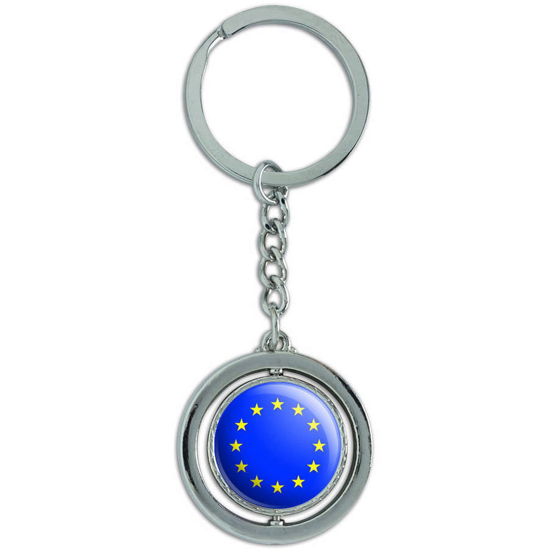European Keychain Eu European Union Europe National Country Flag Spinning Round Metal Key ...