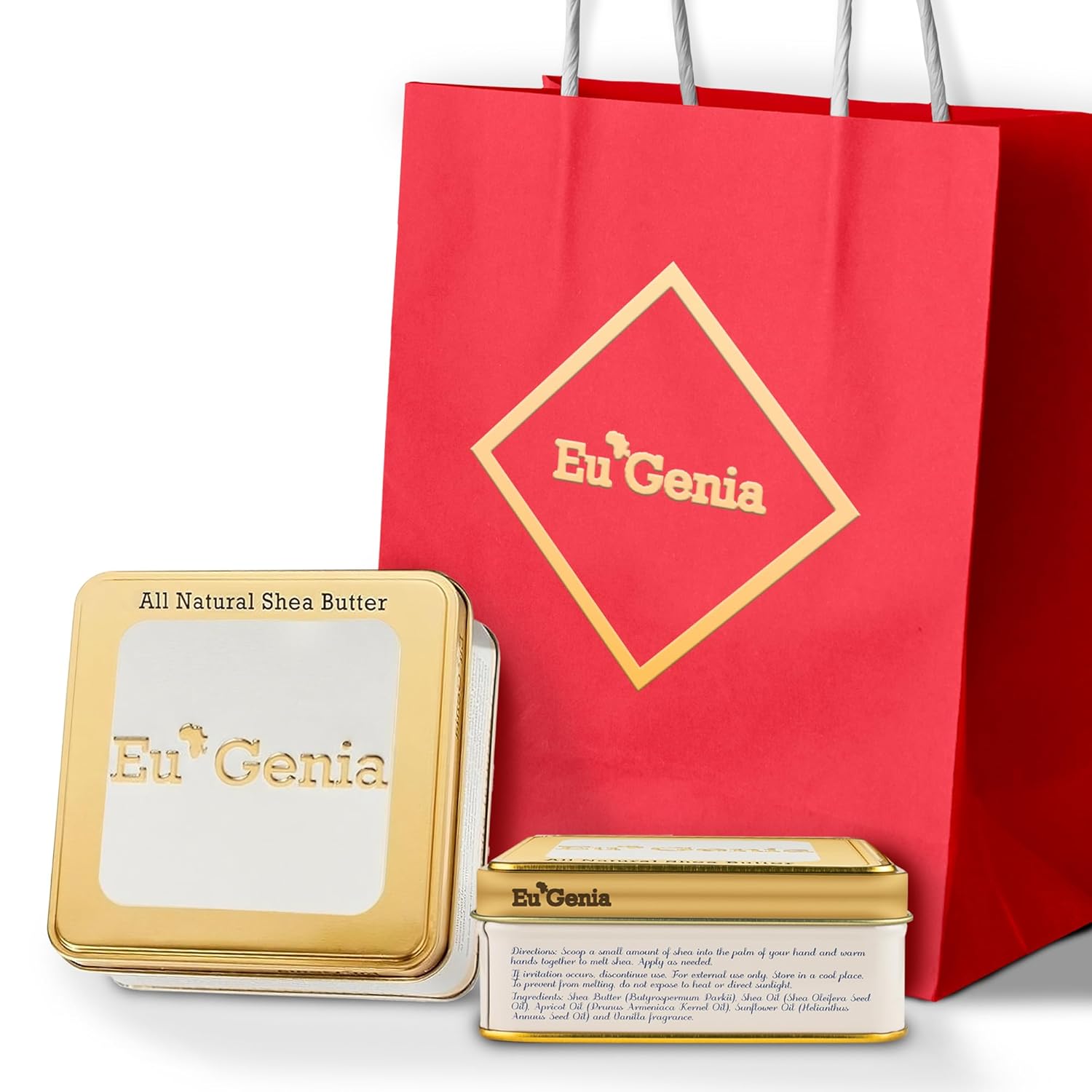 Eu'Genia Extra Strength Shea Butter Gift Set Two 6oz Unscented Tins