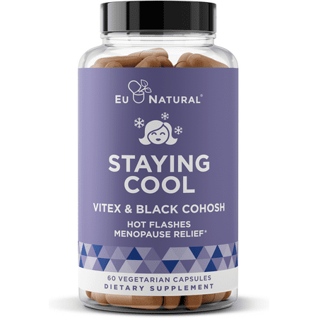 Staying Cool Hot Flashes & Menopause Natural Relief - Hormonal Weight Support, Night Sweats, Disturbed Sleep, Mood Swings - Vitex Chaste Tree & Black Cohosh Pills - 60 Vegetarian Soft Capsules