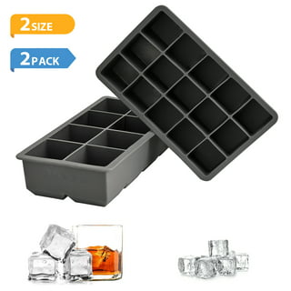 Jikolililili Large Ice Cube Tray with Lid, Stackable Big Silicone Square Ice  Cube Mold for Whiskey Cocktails Bourbon Soups Frozen Treats, BPA Free 
