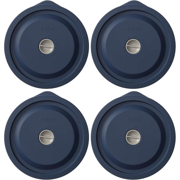 EuChoiz Silicone Storage Cover Lids Replacement for Pyrex 7201-PC 4 Cup Glass Bowls, 4 Pack Dark Blue