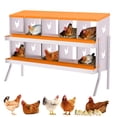 thumbnail image 1 of EuKer 10-Holes Chicken Nesting Box with Bracket, Heavy-Duty Metal Laying Boxes for Backyard, Farms, Chicken Coop, Orange, 1 of 7