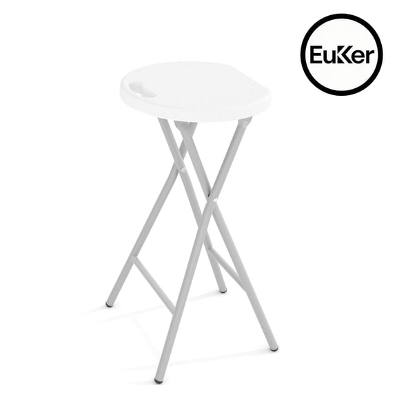 EuKer 24 inch Folding Stool, Portable Bar Stool with Built-In Carry Handle, Safety Lock Design for Indoor & Outdoor, 400 lbs Load Capacity, Set of 1, White