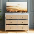 thumbnail image 1 of EuKer 6 Drawer Dressers for Bedroom, Chest of Drawers with Storage & Waveform Fluted Panel Design, White Beige, 1 of 8