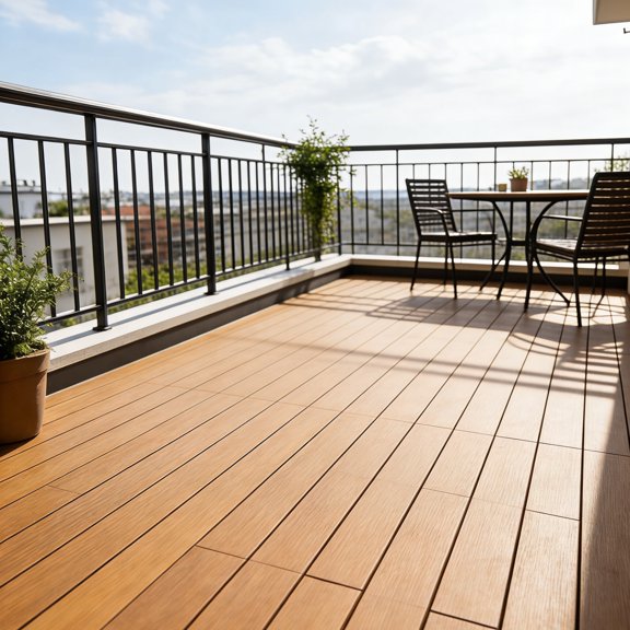 EuKer 9-Pack Patio Floor Tiles, 11.8" x 11.8" Waterproof Interlocking Deck Tiles for Poolside, Balcony, Backyard, Teak