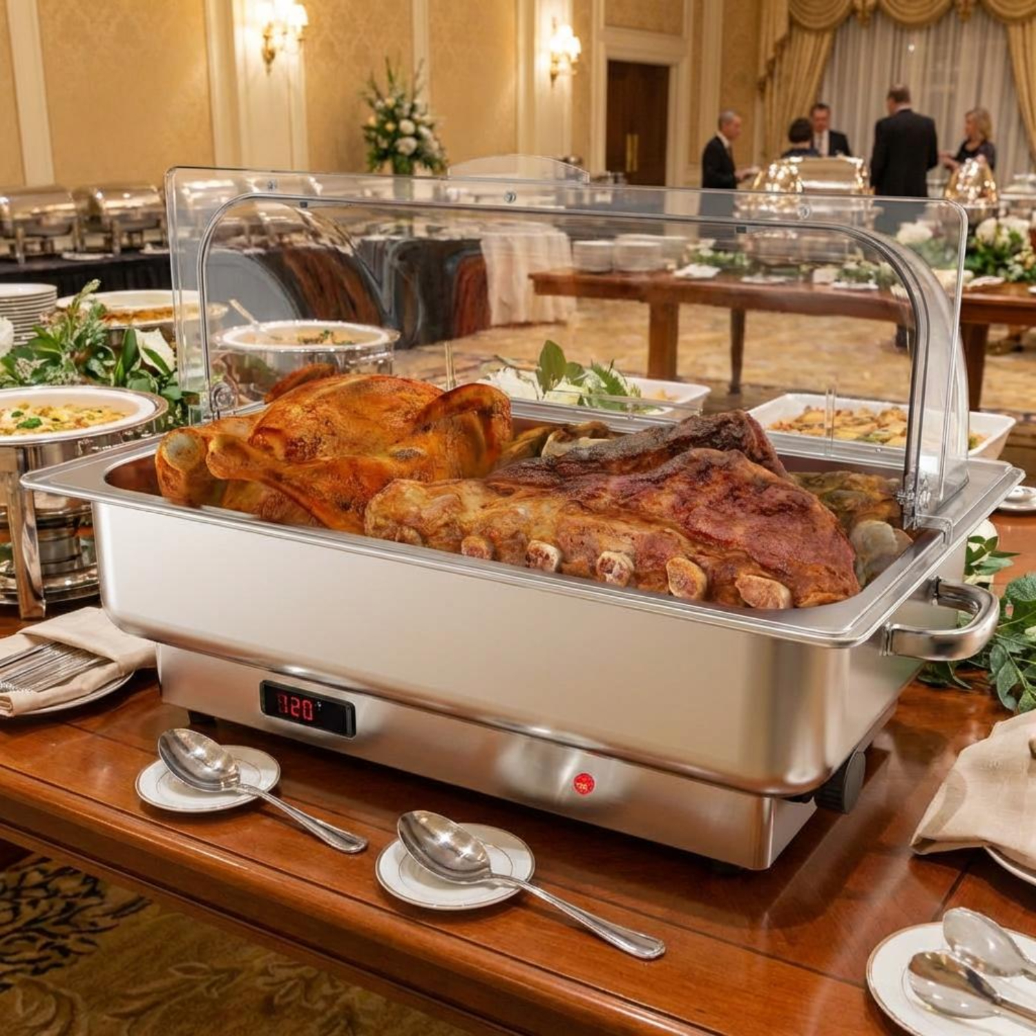 EuKer 9QT Electric Buffet Server Food Warmer with Clear Lid and ...